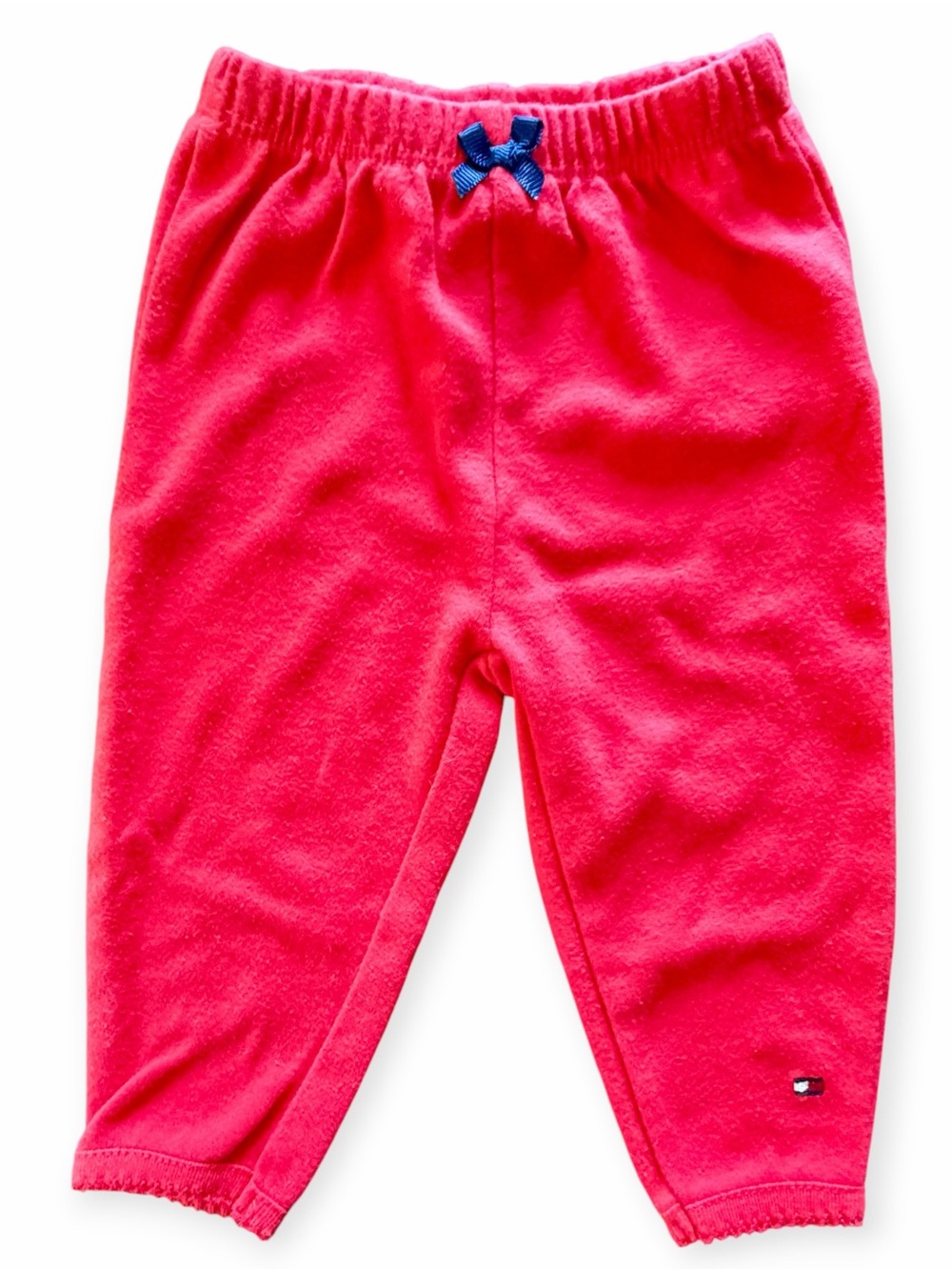 Tommy Hilfiger Red Baby Girls' Cozy Leggings with Navy Bow 3M